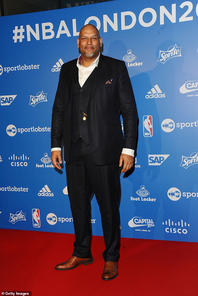 Amaevhi is a former England international and has also worked for the BBC covering the Olympics. He was born in the US to a Nigerian father and British mother, and raised in Stockport, Greater Manchester. Pictured, in 2015 at NBA Global Games London